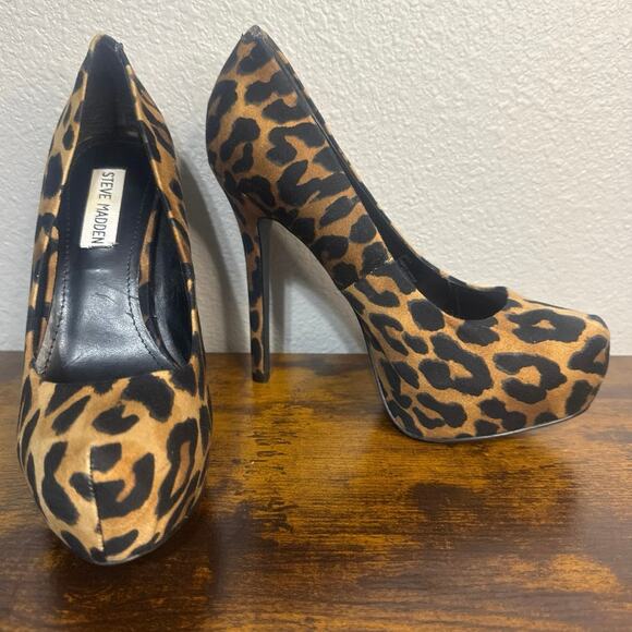 Steve Madden “Nala” Sz 7 Leopard Print Stiletto High Heels Platform Pumps - Picture 1 of 11